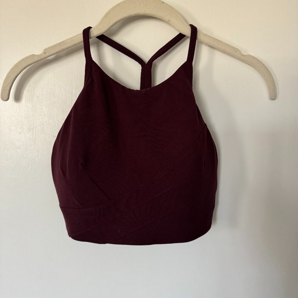Lululemon Flow-Y Wrap Front High Neck Bra - Cassis - Size 6